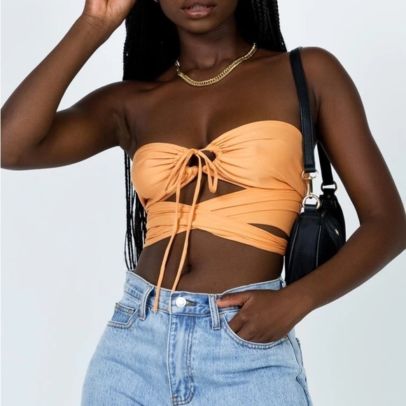 PRINCESS POLLY Rochella Top In Orange - Picture 1 of 5